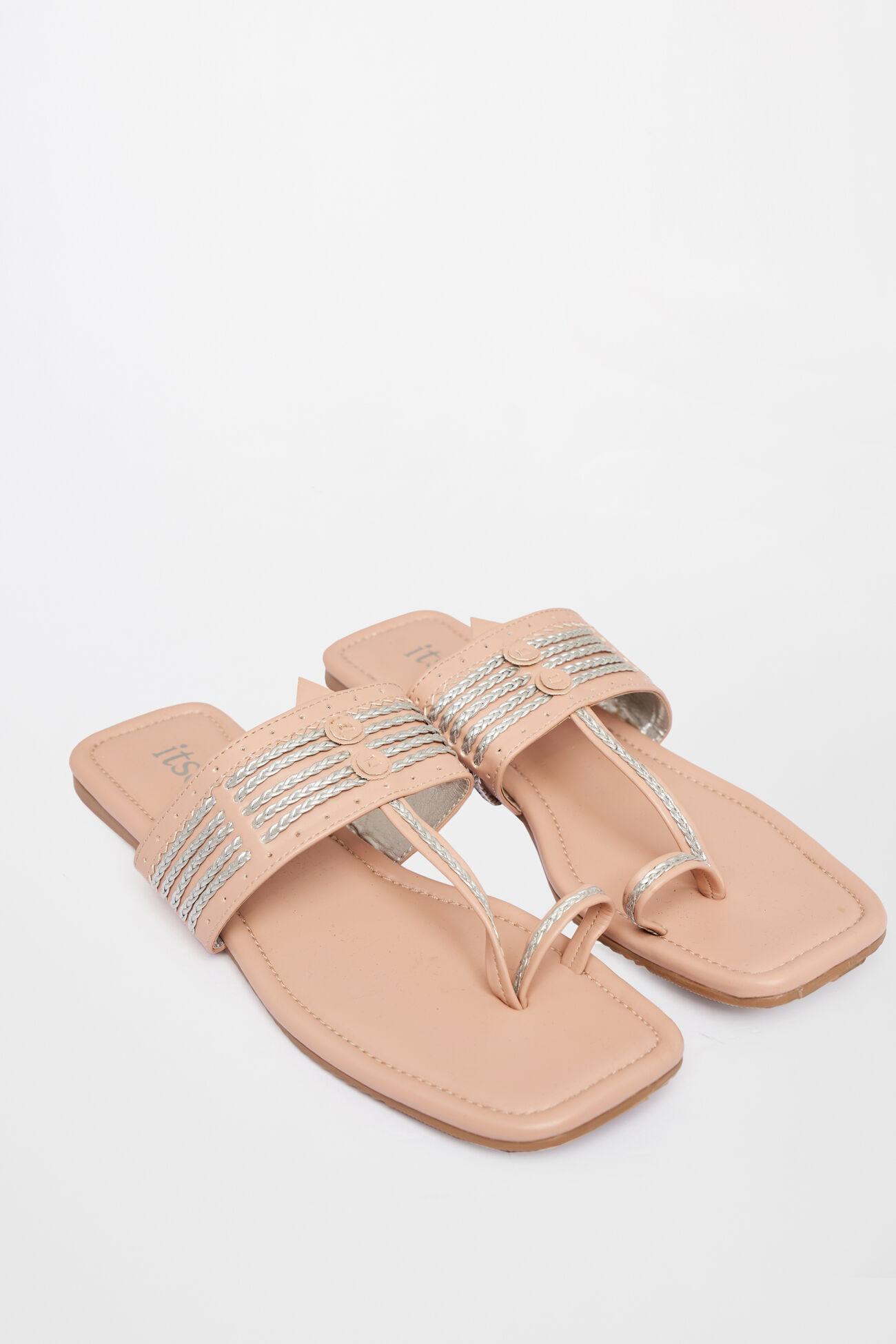 Pink Kolhapuri Flats, Pink, image 1